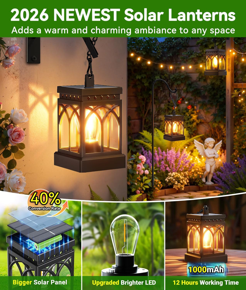 KOOPER 4 Pack Solar Lanterns Outdoor Waterproof, Brighter Hanging Solar Lante...