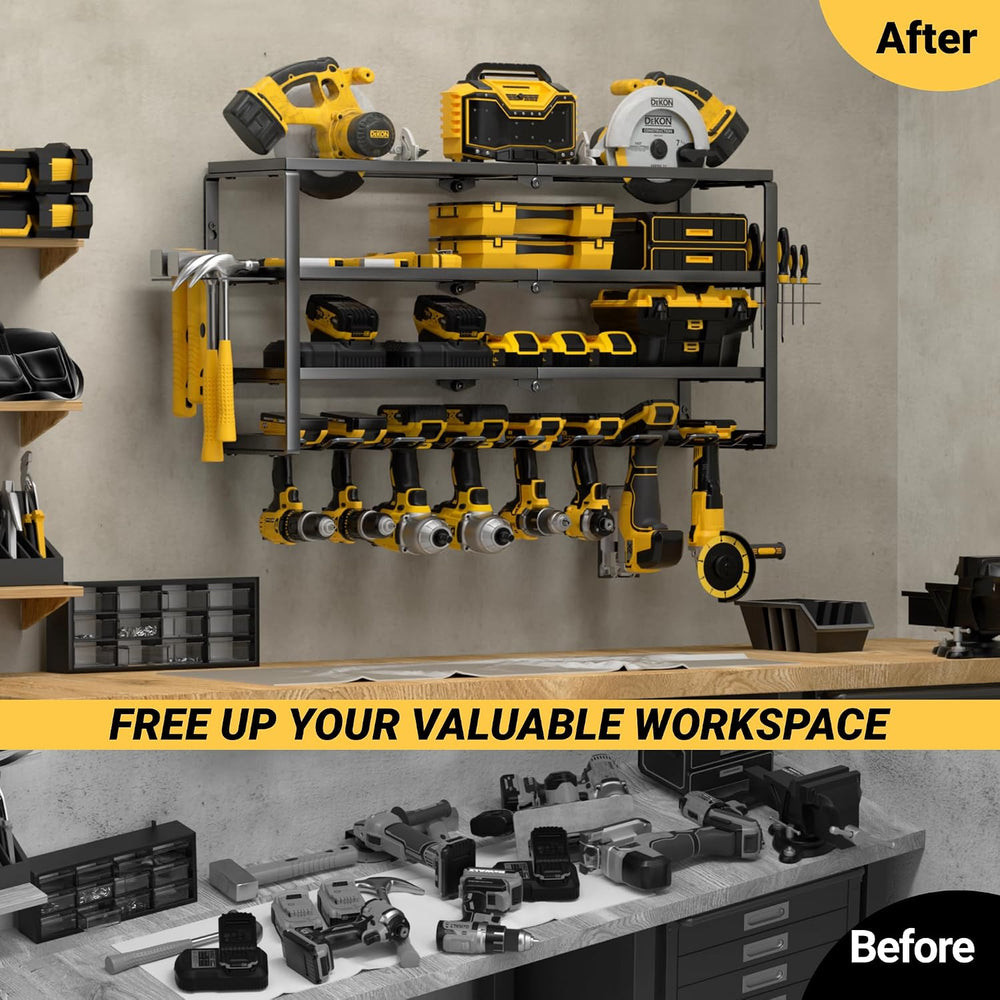 YYR 4 Layer Power Tool Organizer Wall Mount, Cordless Drill Hanger Storage Ra...