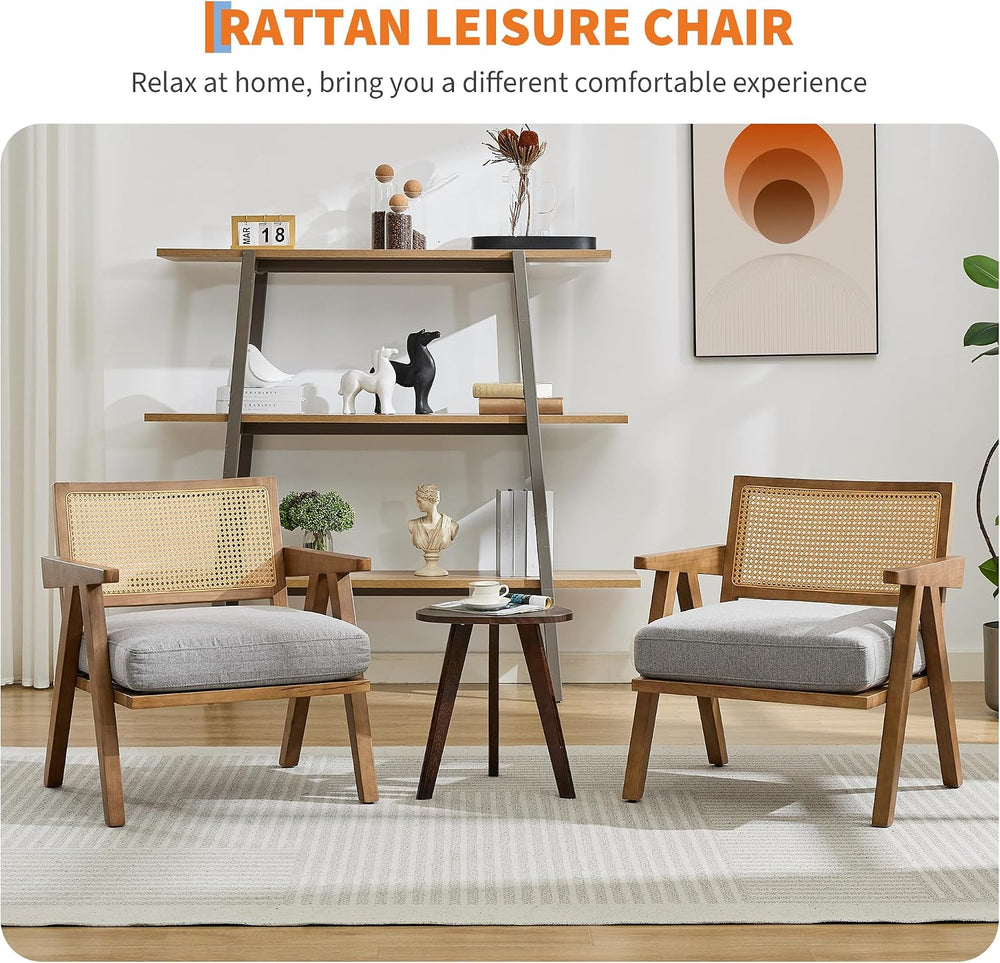 Mid Century Modern Accent Chair, Comfy Living Room Chairs with Sturdy Wood Le...