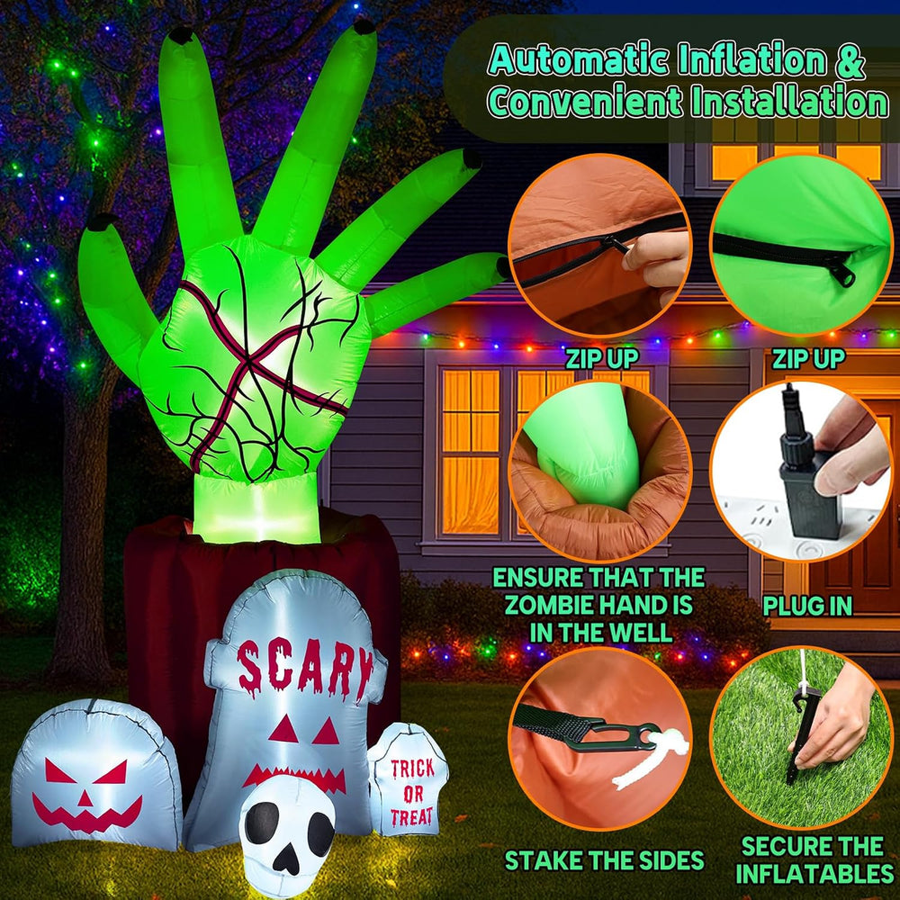 Garma 8.6 FT Halloween Inflatables Decirations Outdoor Animated Zombie Hand