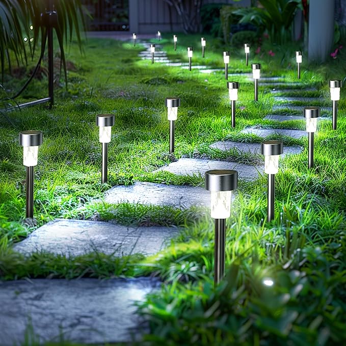 GIGALUMI 24 Pack Solar Path Lights Outdoor,Solar Lights Outdoor Waterproof,St...