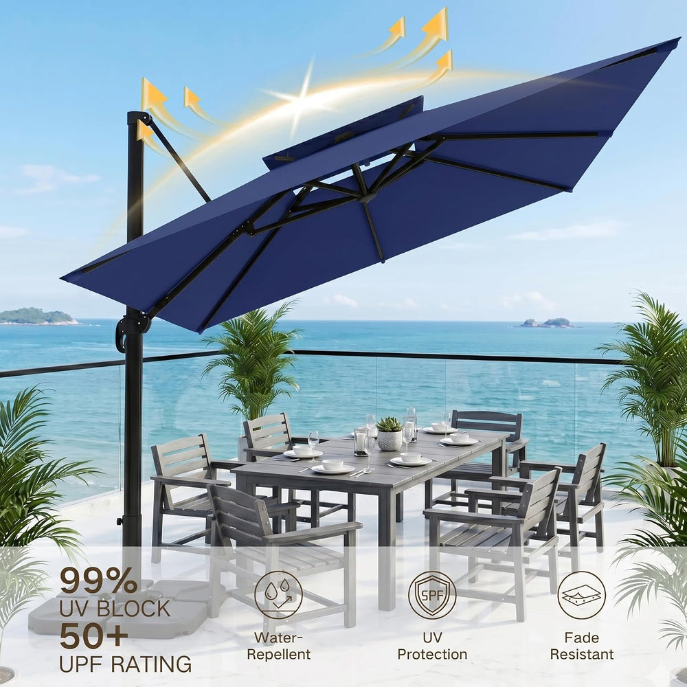 Kingdura 12' X 12' Cantilever Patio Umbrella with Double Top Vent, La...