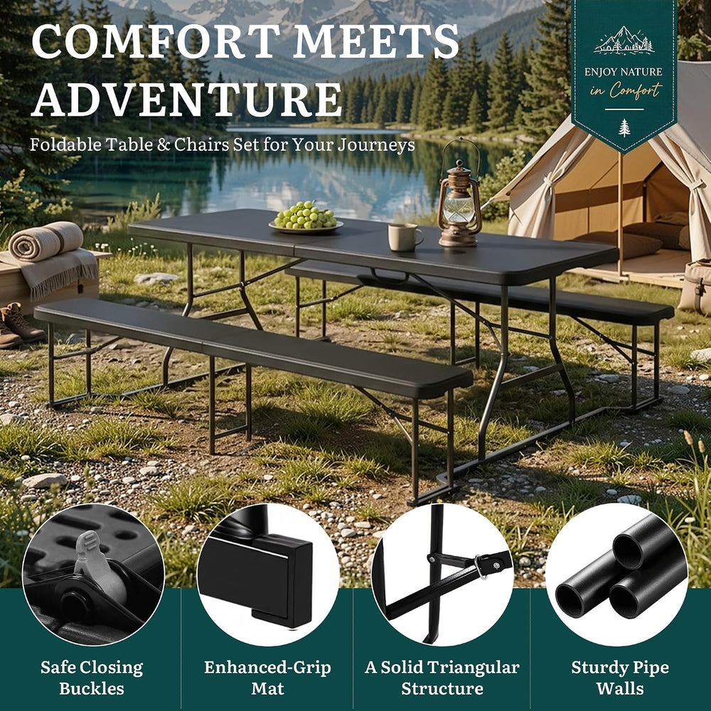 YITAHOME 6ft Folding Picnic Table with Benches