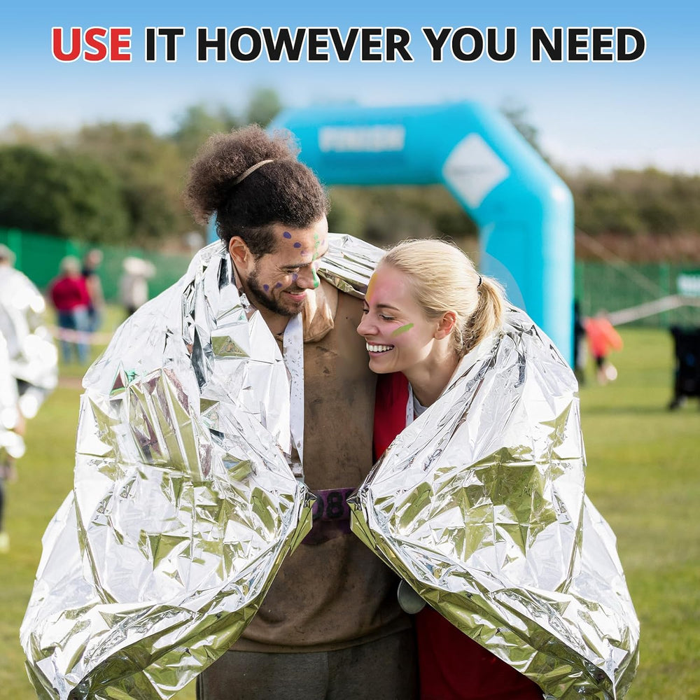 SecuCaptain Survival Emergency Thermal Blankets: 100 Pack Extra Large 84” x63...