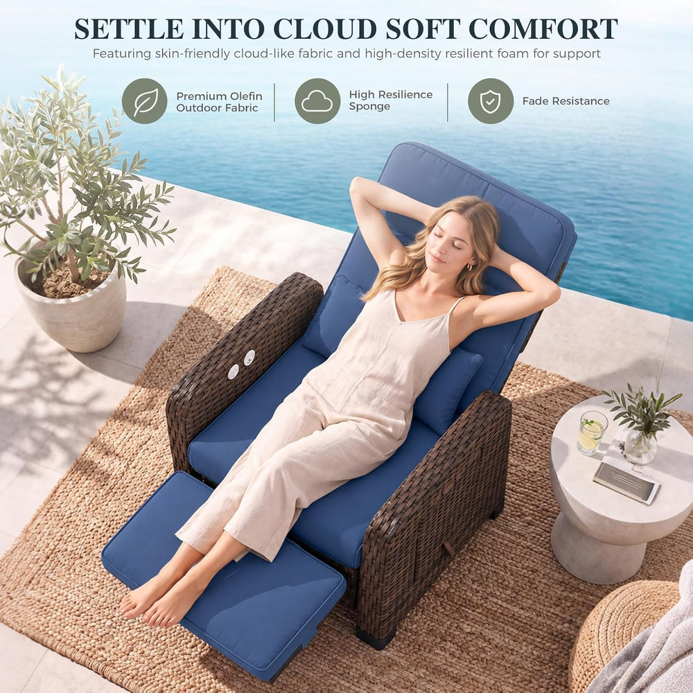 Restland Upgraded Outdoor Recliner with Independent Adjustable Back & Foot
