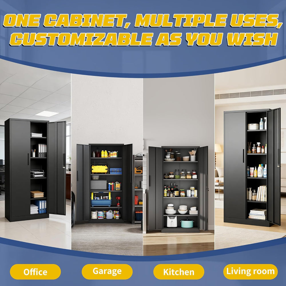 Metal Garage Storage Cabinet, 72" Steel Tool Cabinets with Lock
