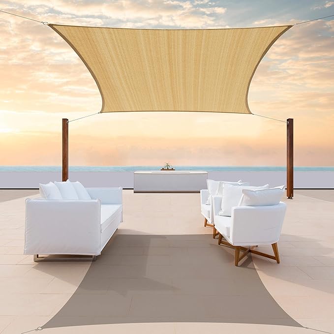 ColourTree TAPR1616 Custom Size 15' x 17' Sand Beige Sun Shade Sail C...