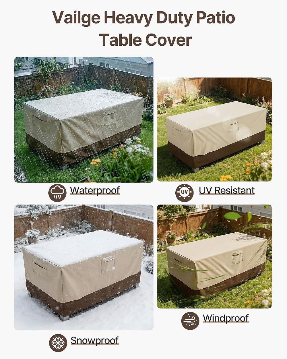 Vailge Outdoor Table Cover Rectangular, Patio Furniture Covers Waterproof