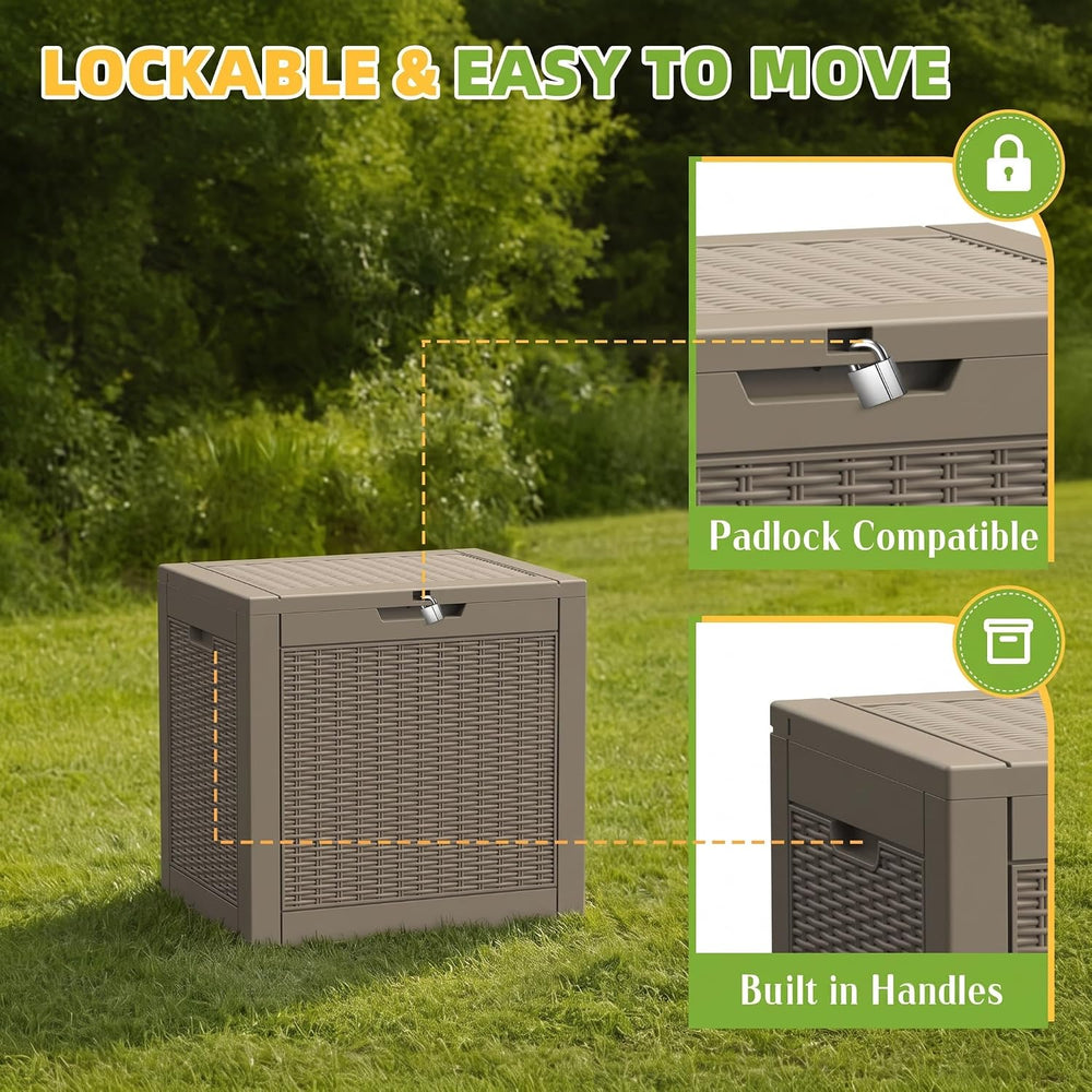 31 Gallon Outdoor Storage Box Weather Resistant UV Protection Waterproof Resi...