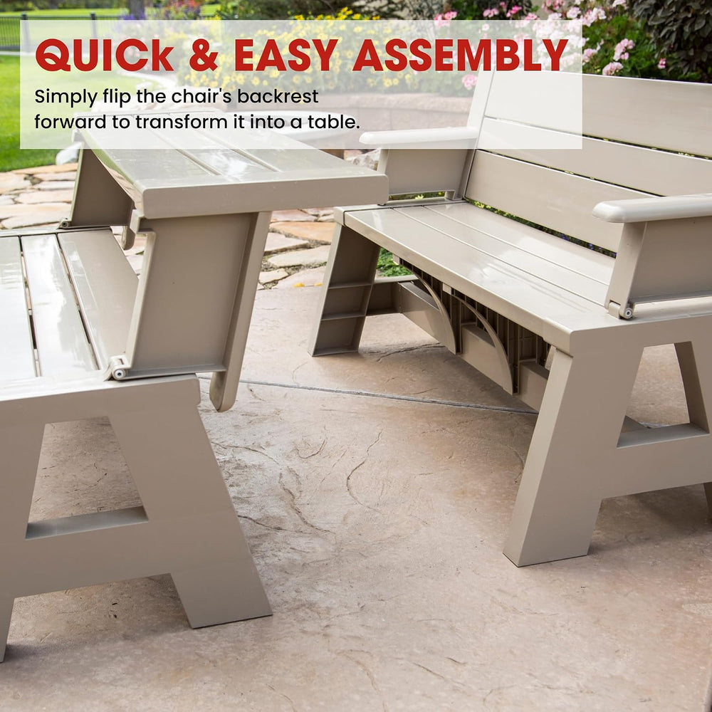 Convert-a-Bench 2-in-1 Outdoor Bench & Folding Picnic Table, Convertible