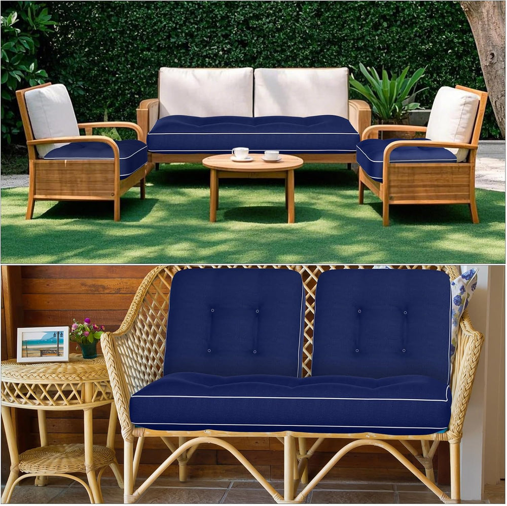 Wenqik 44 x 19 x 4 Inch Outdoor Bench Cushion Set of 3 Waterproof Tufted 1 Pa...