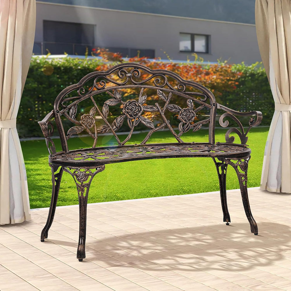 Dkeli Garden Bench Outdoor Bench Park Benches for Outdoors Metal Aluminum Por...