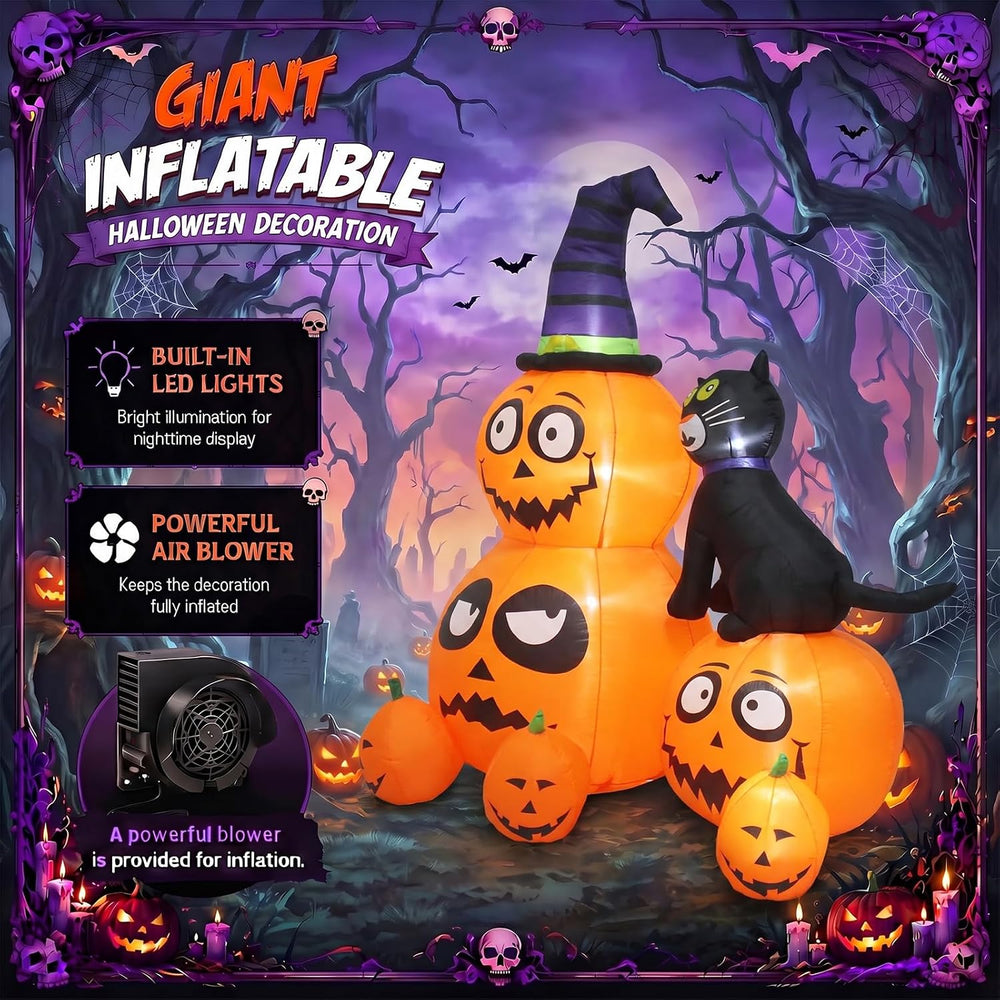Gardwin 6 FT Halloween Inflatables Pumpkin Cat Outdoor Decorations, Lighted J...
