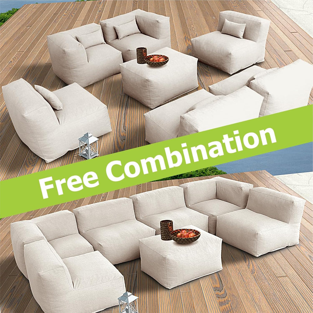 Dineli ANNYH Patio Garden Sectional Conversation Set Outdoor Modular Sofa