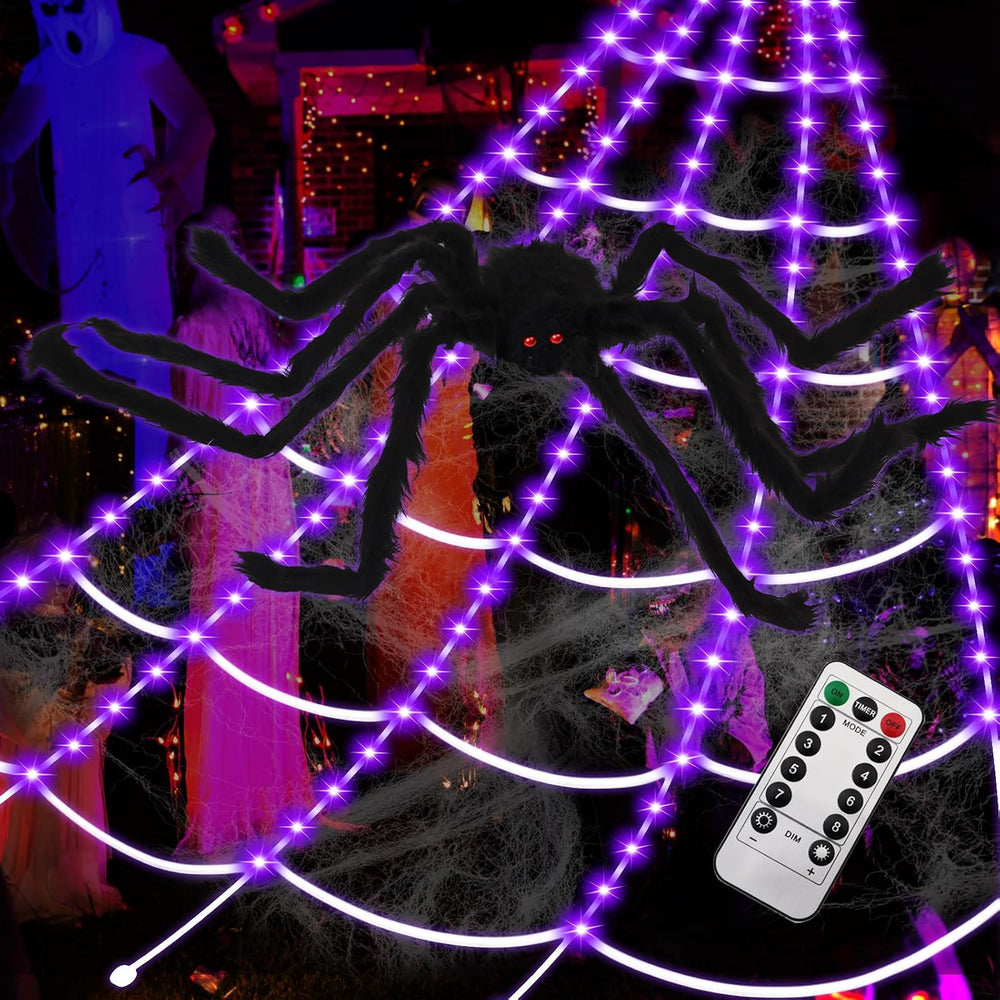 Spider Webs Halloween Decorations,16.4Ft 8Modes Super Bright 250LED Halloween...