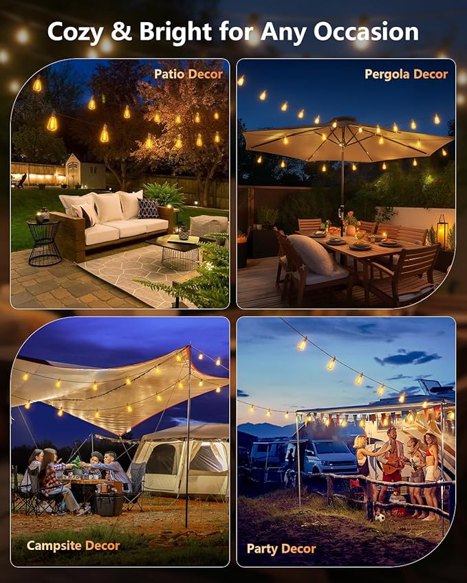 Brightown 100FT Solar String Lights Outdoor Waterproof with Remote, 31+2 LED ...
