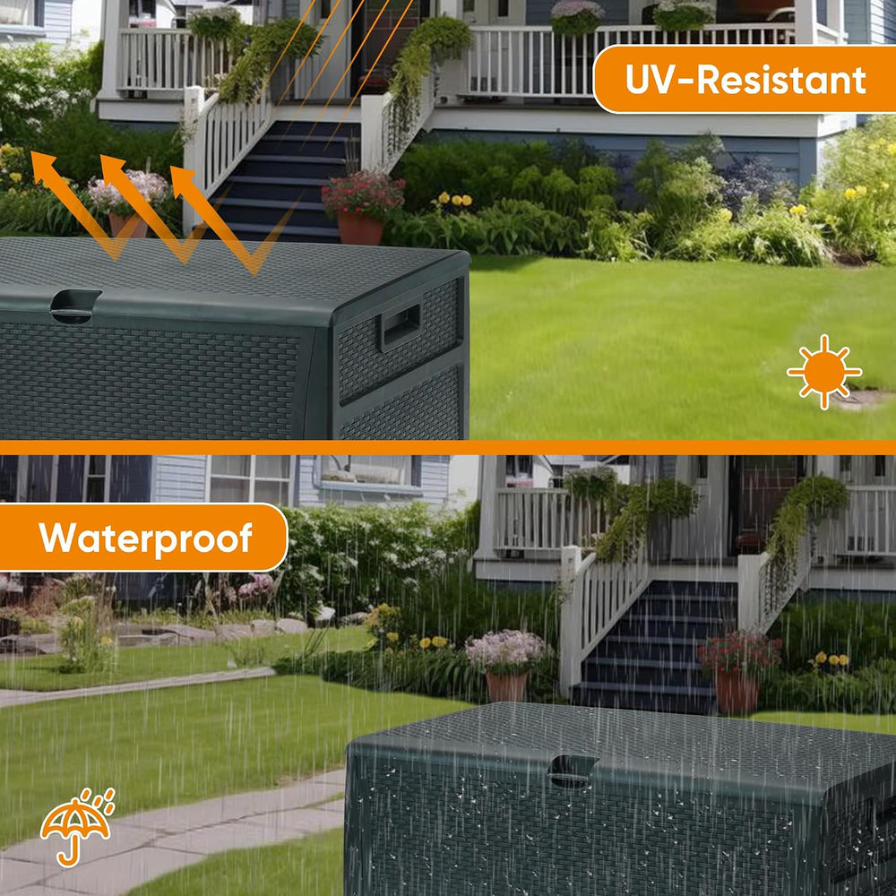 ZYJOYY 100 Gallon Resin Deck Box Waterproof Outdoor Storage Box