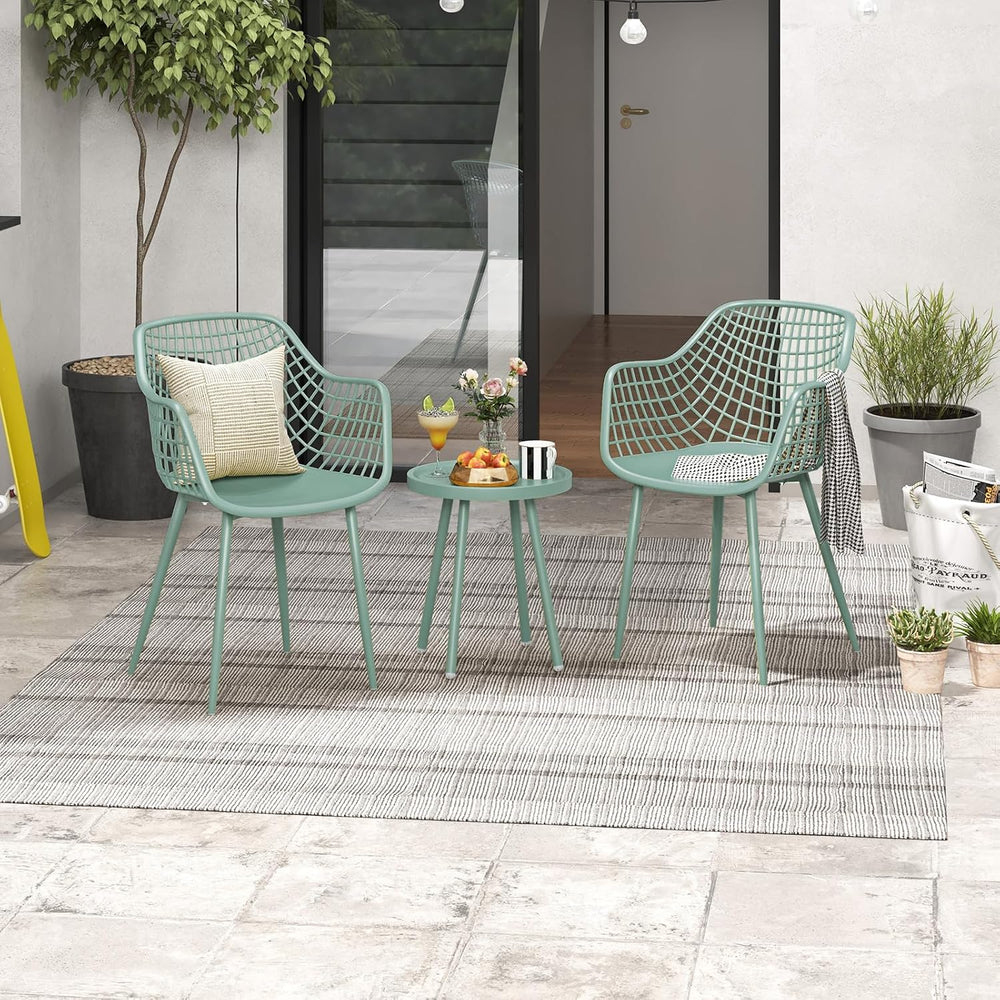 Tangkula 3 Piece Patio Bistro Set, All Weather Heavy Duty Table and Chairs Se...