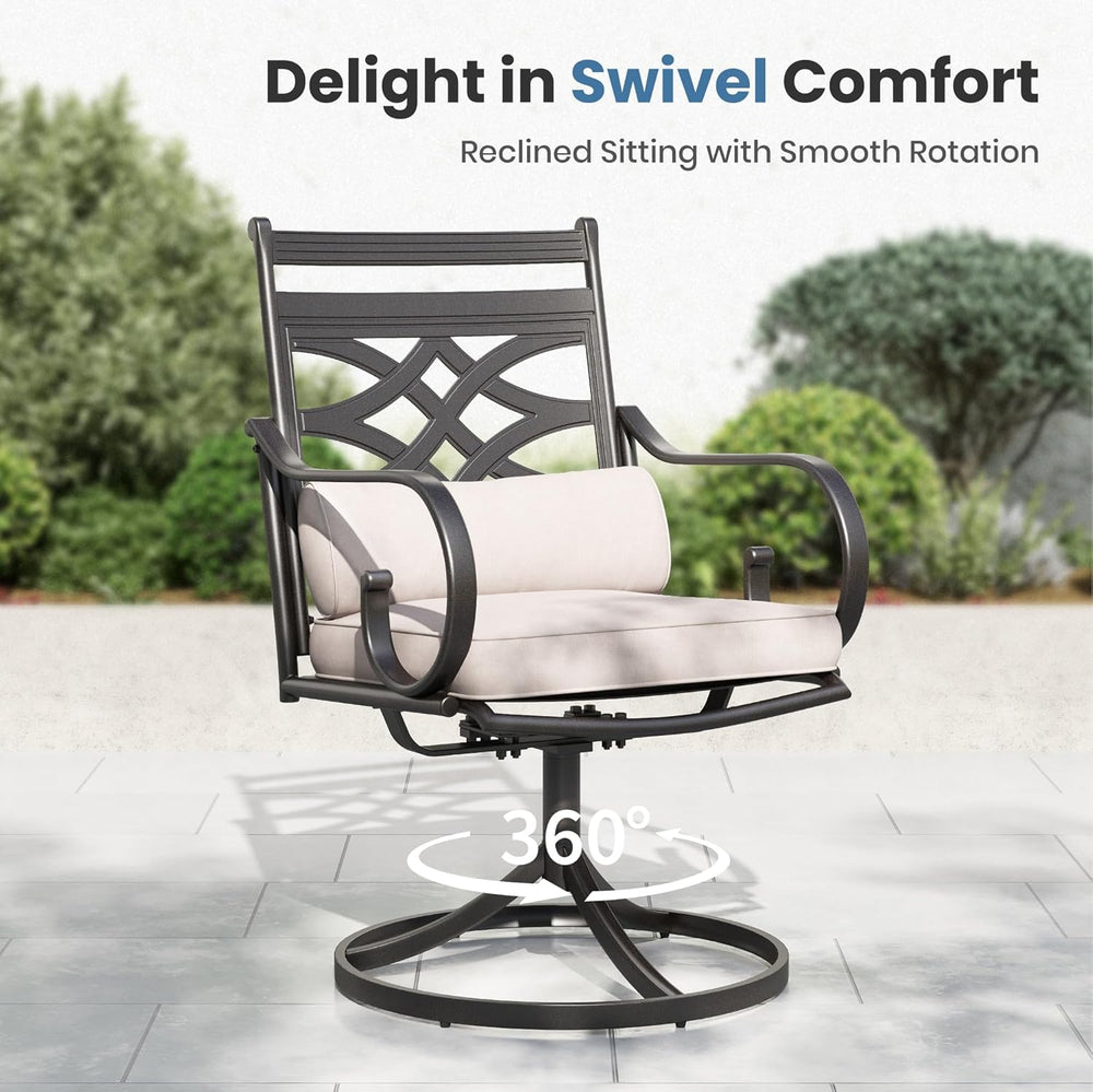 PHI VILLA Patio Dining Set, for 6, Swivel Chairs
