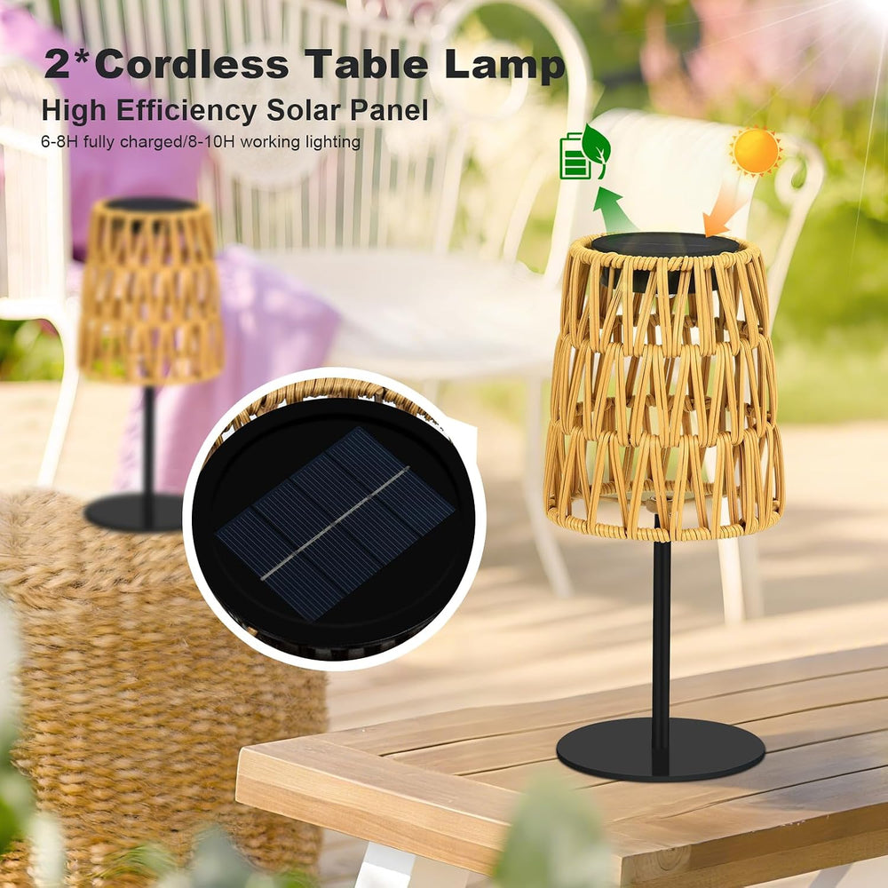 2pcs Outdoor Table Lamp: Rechargeable LED Solar Lantern for Garden Yard, Wate...