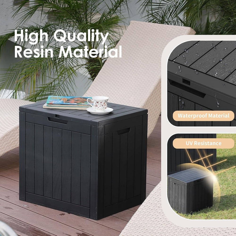 30 Gallon Deck Box, Waterproof Resin Outdoor Storage Box with Lockable Lid, P...