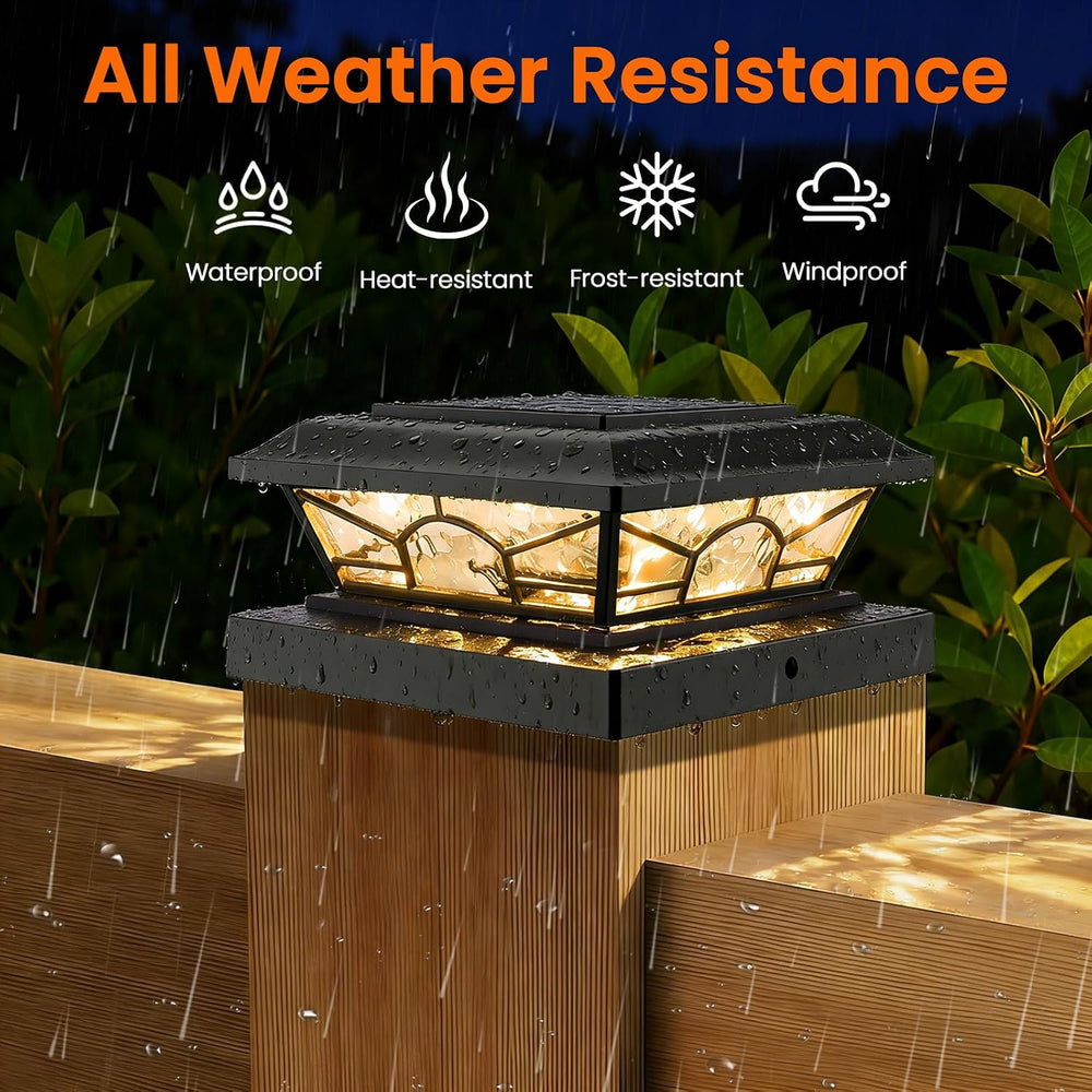 Brightever 4x4 Post Solar Lights, Solar Post Cap Lights Black 12-Pack