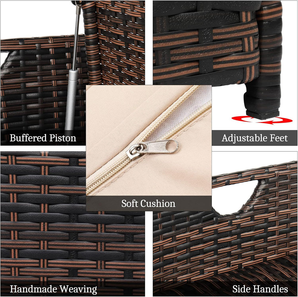 VINGLI 40 Gallon Rattan Deck Box with Cushion