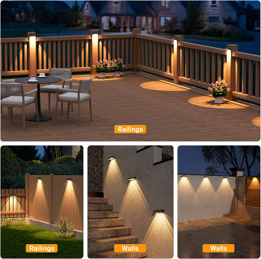 NIORSUN Solar Fence Lights,12 Pack Deck Light,Led Lights Warm White Outdoor W...