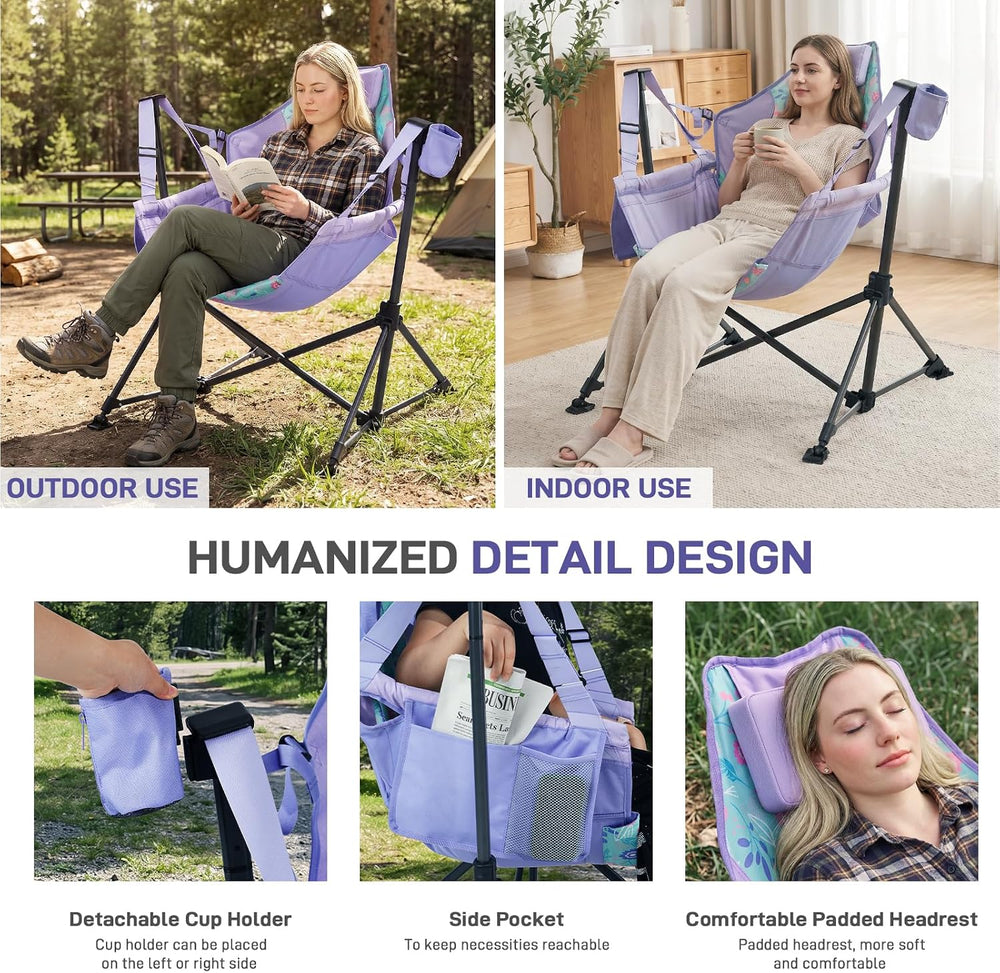 EVER ADVANCED Hammock Camping Chair, Oversized Heavy Duty Swing Chair with De...