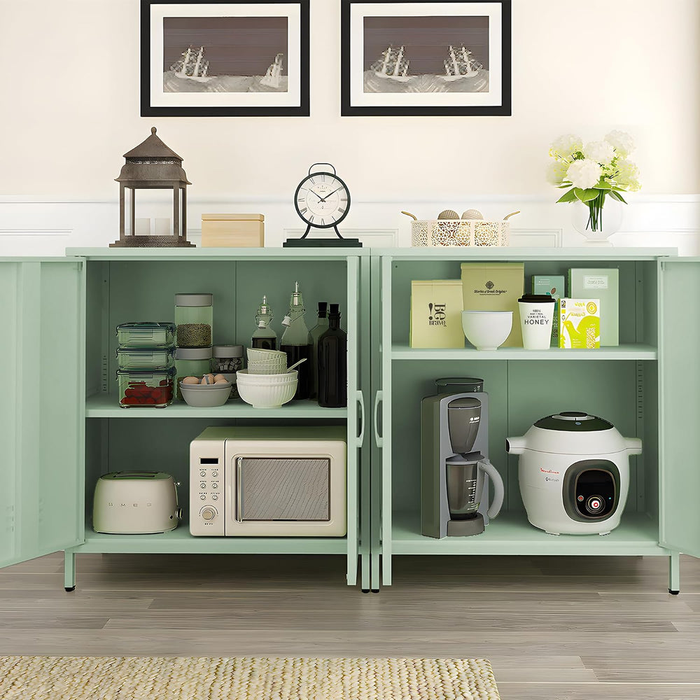 Metal Storage Cabinet Locker Cabinets with Doors and Adjustable Shelf for Kit...