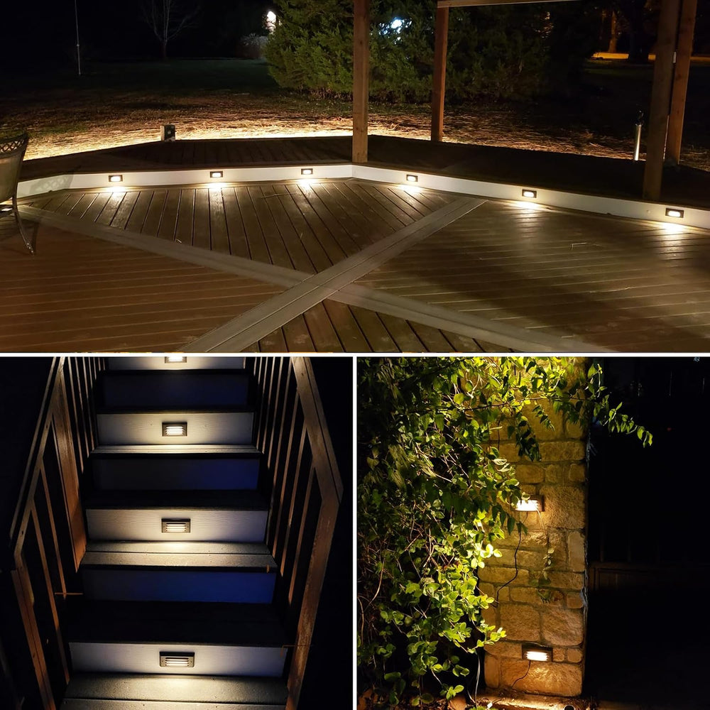 SUNVIE 6" Low Voltage Step Lights Outdoor 5W 3000K Black Aluminum 12-Pack