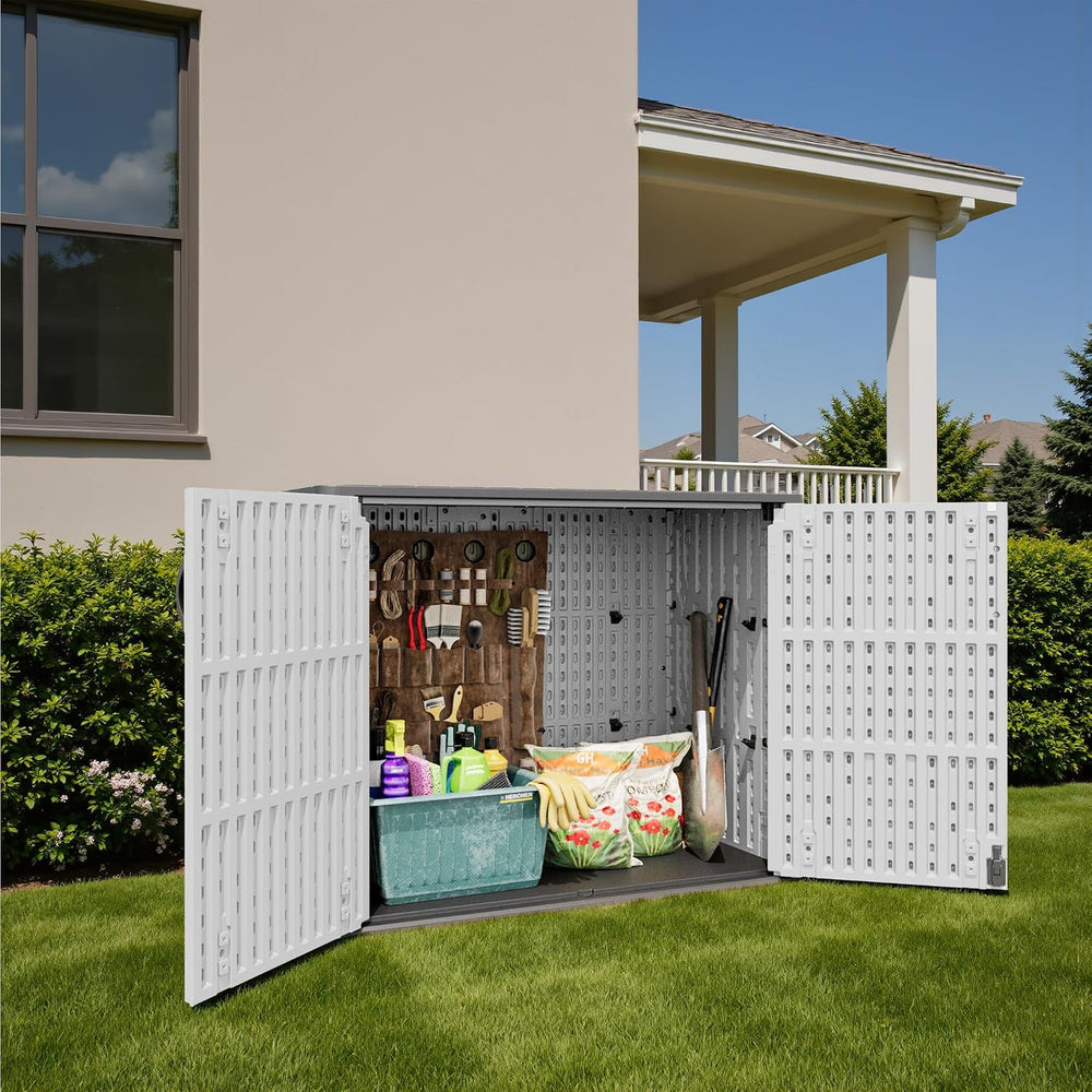 Patiowell 26 Cu.ft Resin Outdoor Storage Cabinet with Lockable Door, White