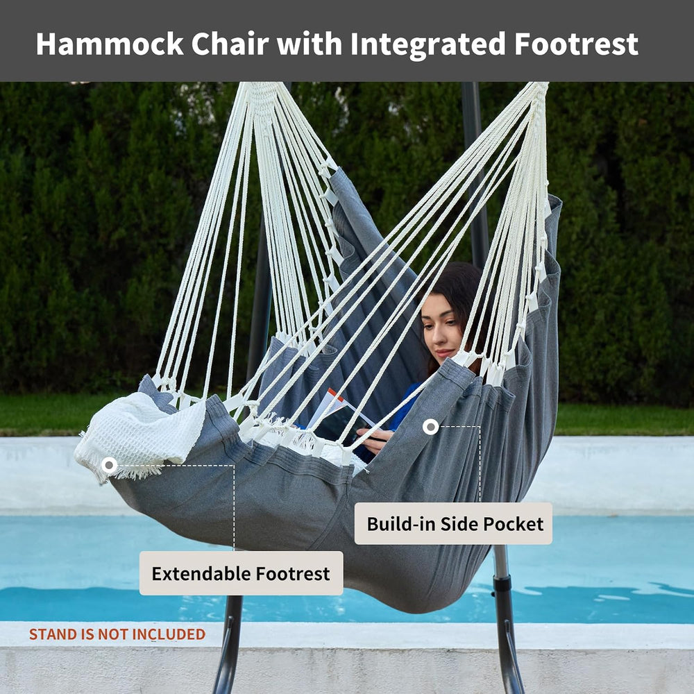 XL Hammock Chair with Footrest, Steel Spreader Bar, 500 lb Capacity