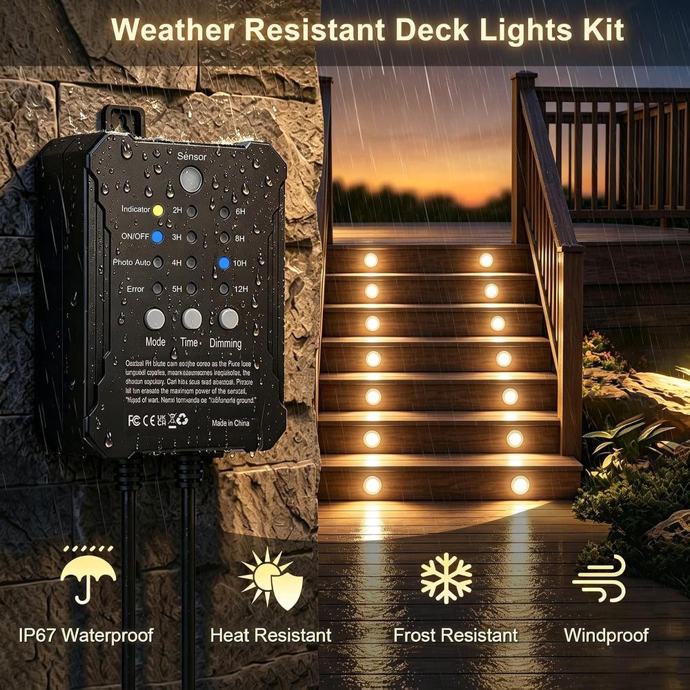 LED Deck Lights with Timer & Photocell, 36 Pack IP67 Waterproof Kit
