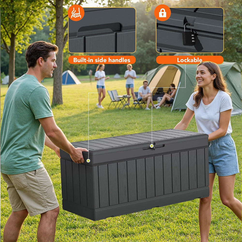 78 Gallon Deck Box Outdoor Indoor Waterproof Storage Box, Gray