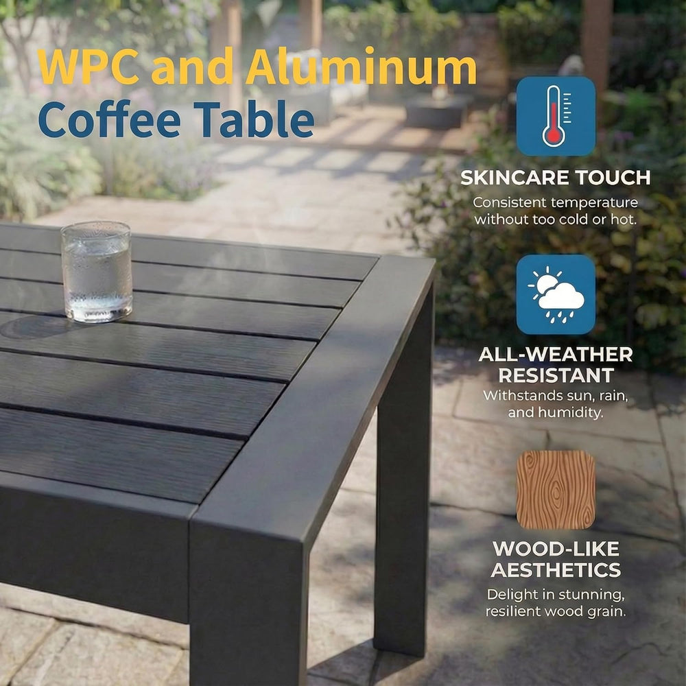 Aluminum Outside Furniture, All Weather Patio Sofa with 10" Back Cushion