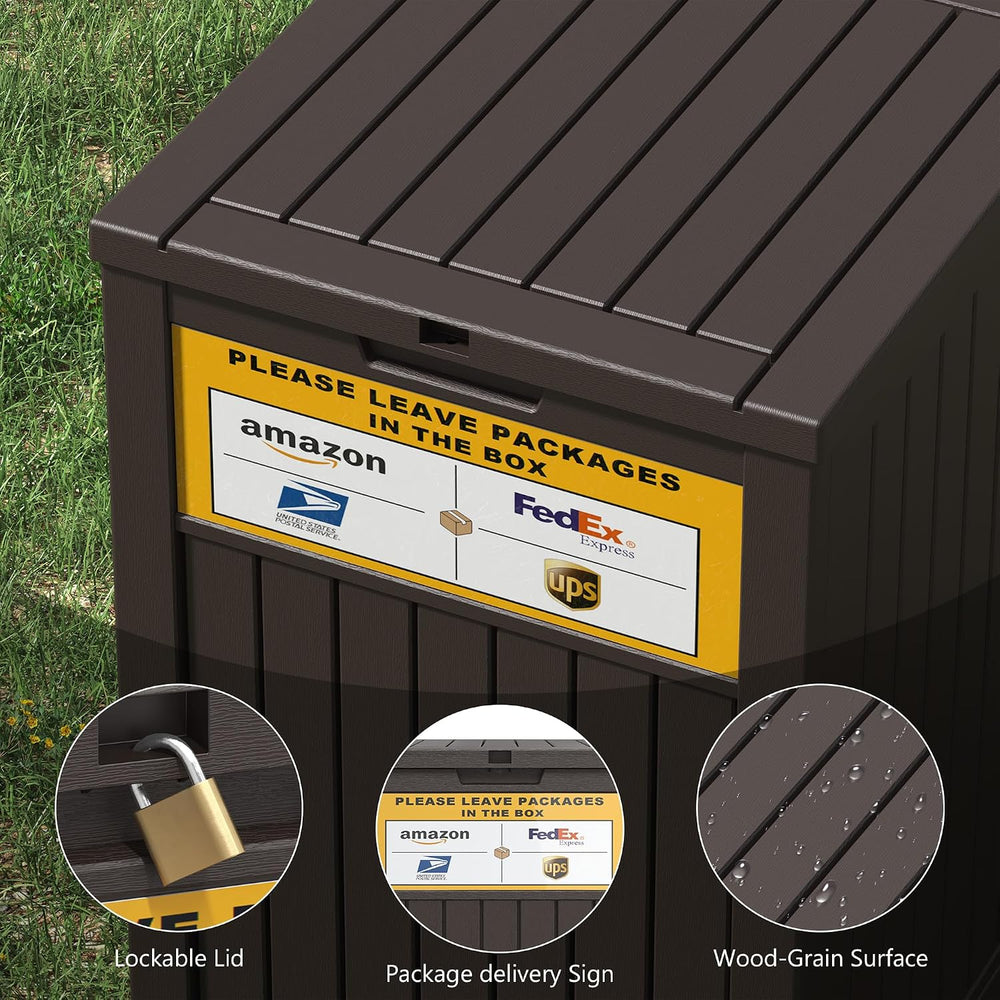 LHBGO Package Delivery Box for Outside, with Delivery Sign 48 Gallon Storage ...