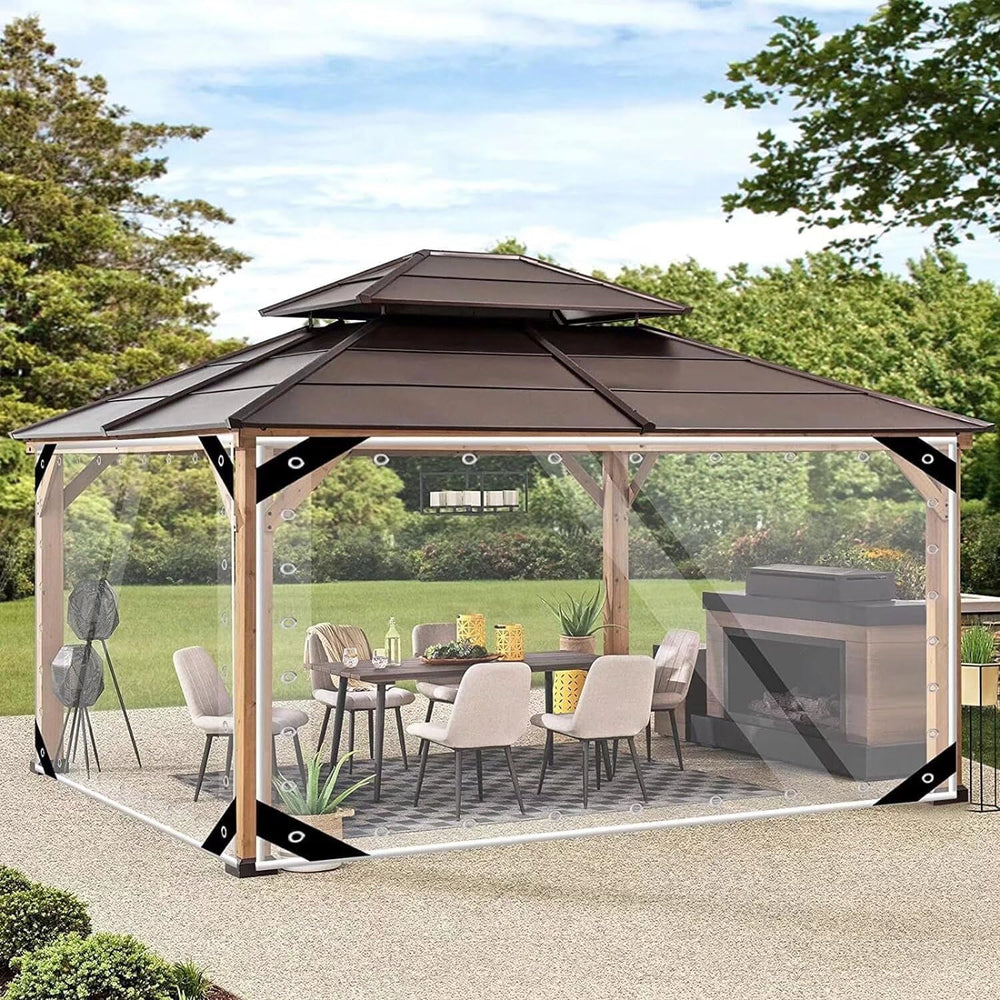 Clear Tarp with Grommets 6x6ft 14Mil Transparent Heavy Duty PVC Vinyl Cover