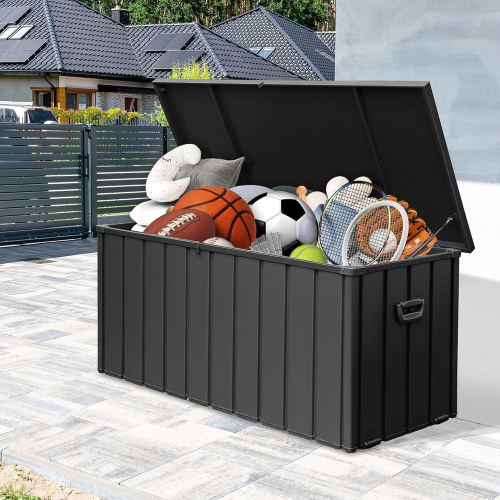 Outdoor Metal Storage Deck Box Waterproof 150 Gal Patio Pool Deck Box