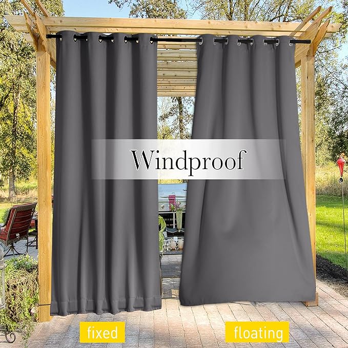 NICETOWN 2 Panels Outdoor Curtains Waterproof Extra Long 108" for Patio,...