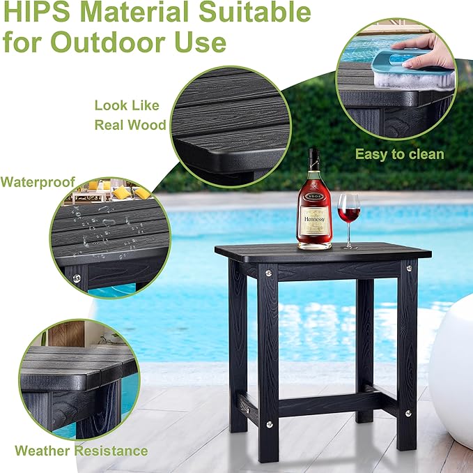 Y&M Outdoor Side Table, HIPS Adirondack Small Single Table, Waterproof Sq...