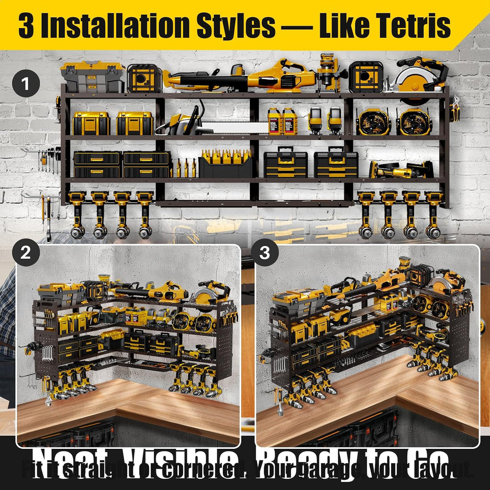 XLarge 64''W Power Tool Organizer Wall Mount, 4-Tier