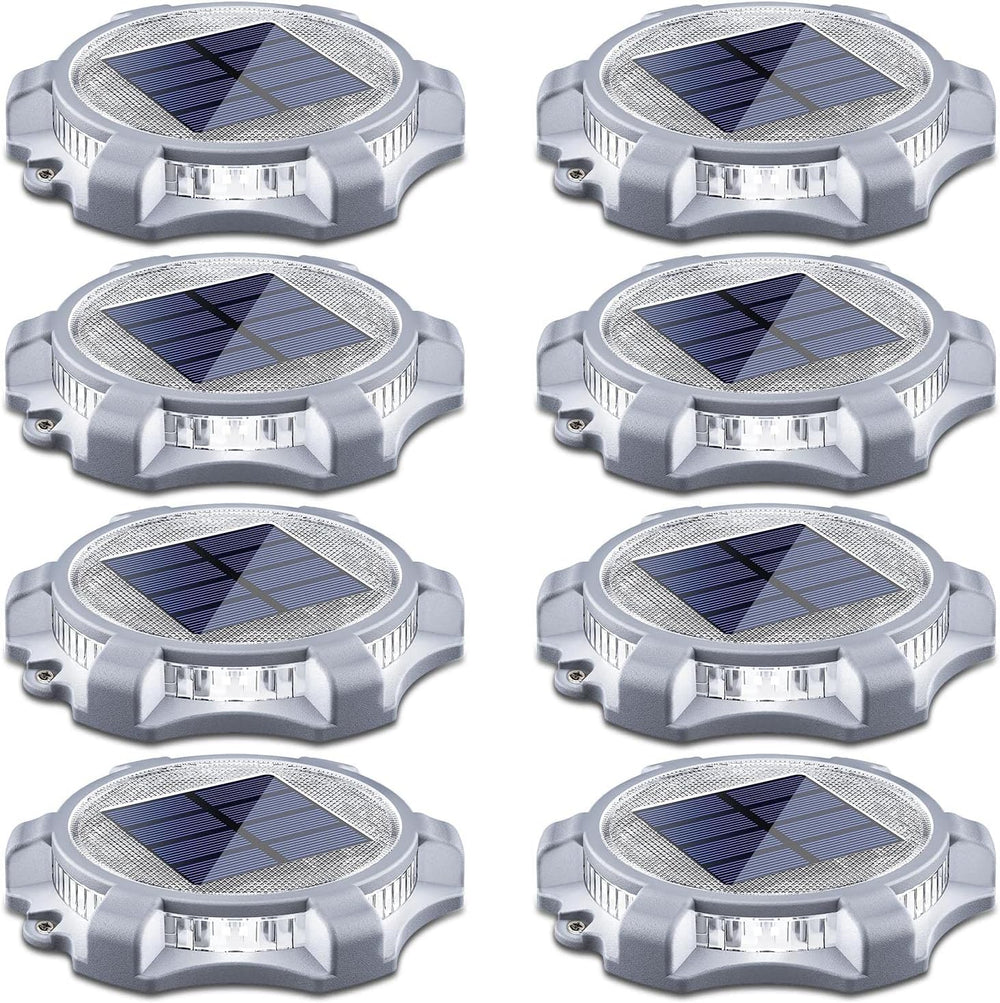 SIEDiNLAR Solar Deck Lights Outdoor 2 Modes LED, 8 Pack White/Warm Lighting