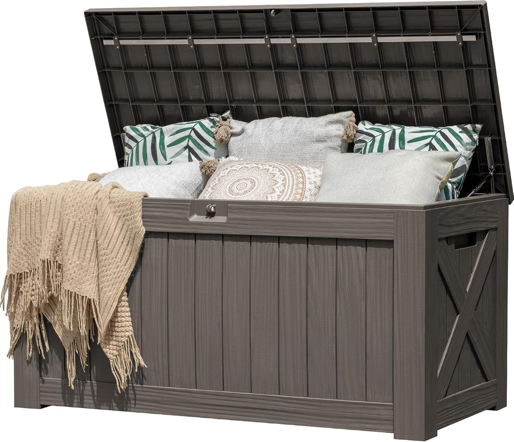 Flamaker 120 Gallon Deck Box Waterproof, Large Outdoor Storage Box Patio