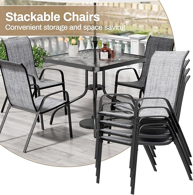 TLSUNNY Patio Dining Set 5 Pieces, All Weather Outdoor Furniture W/30"X ...