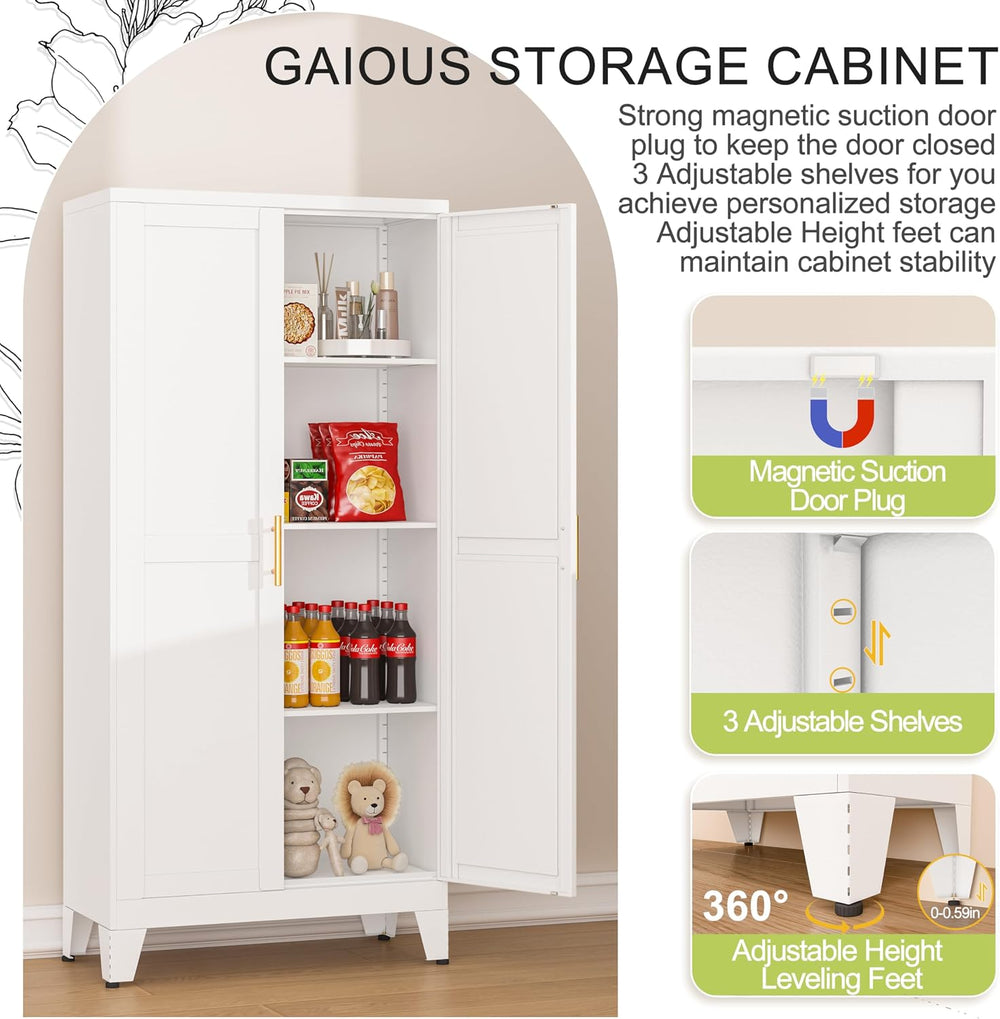 GAIOUS Metal Pantry Cabinet, Kitchen Pantry Storage Cabinets with 2 Door