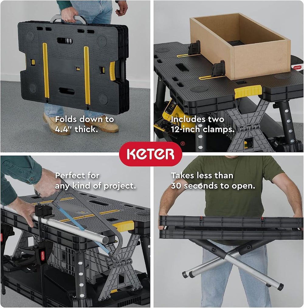 Keter Heavy-Duty Folding Workbench with 1,000 Pound Capacity