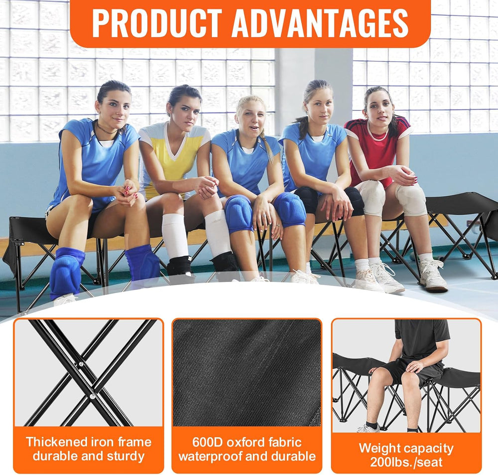 VEVOR Portable Folding Bench, 6 Seats Foldable Sideline Bench, Outdoor Campin...