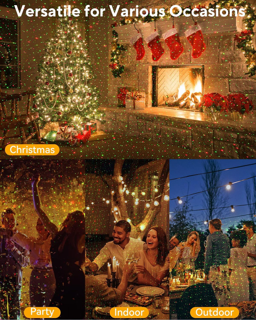 Neroupe Christmas Projector Lights Outdoor Waterproof with Remote Control, Ou...