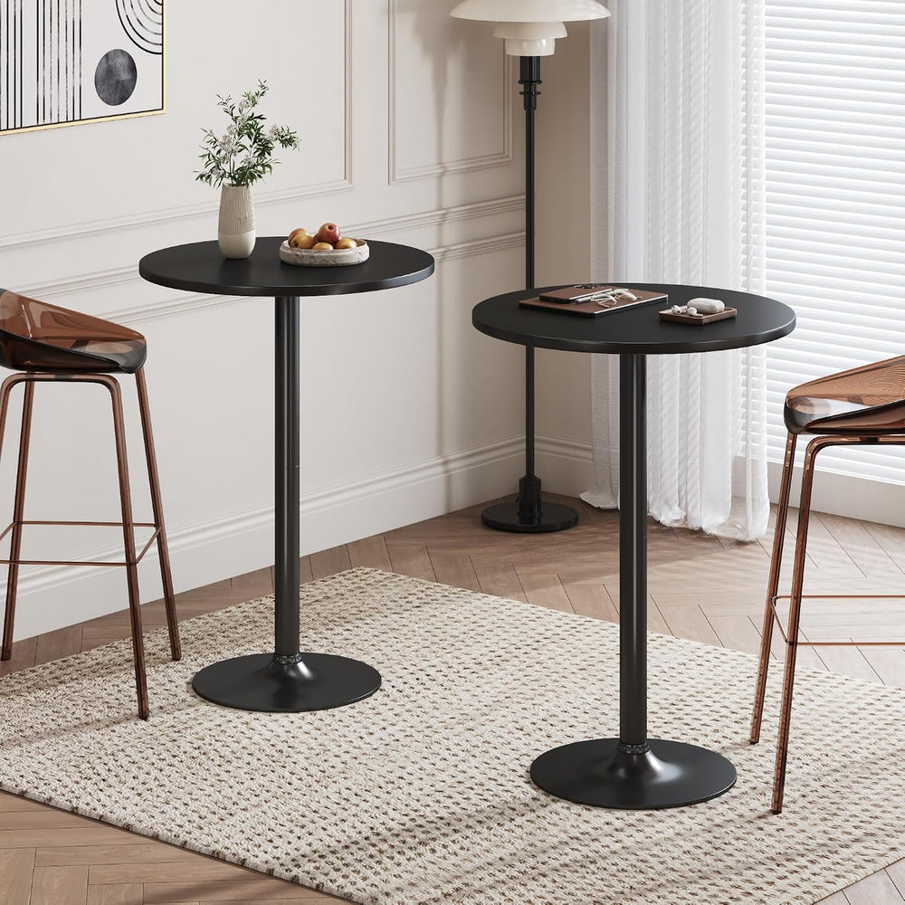 Flamaker Round Bistro Pub Table Modern Style Metal Base MDF Top Cocktail Bar ...